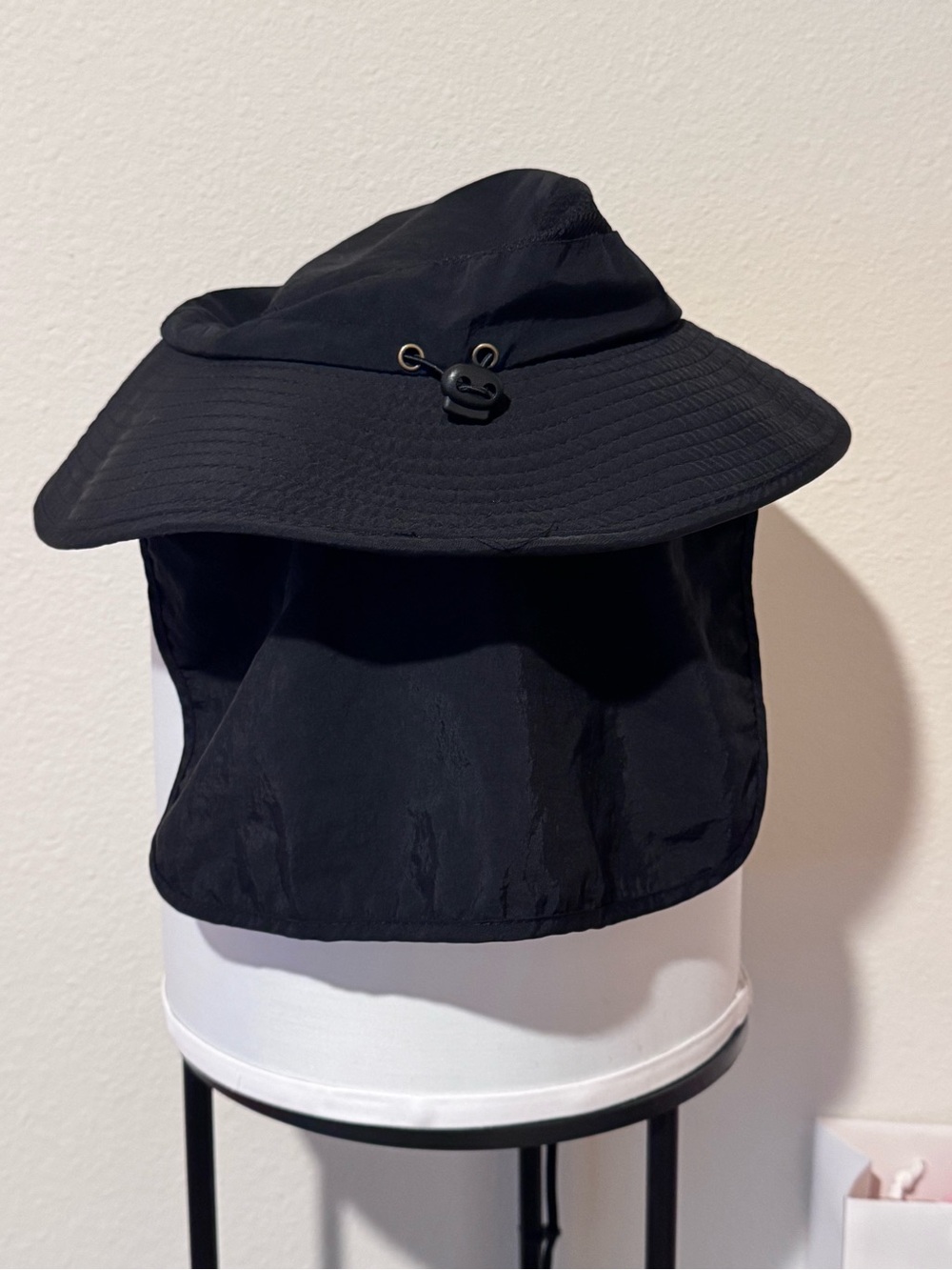 Black Sun Hat With Neck Covering! - Picture 2 of 4